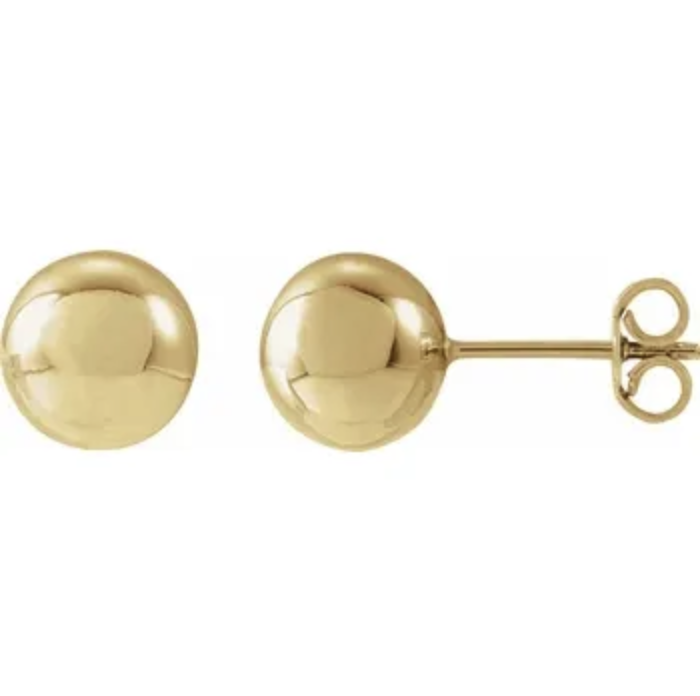 14K Yellow Gold 8mm Ball Stud Earrings By PD Collection